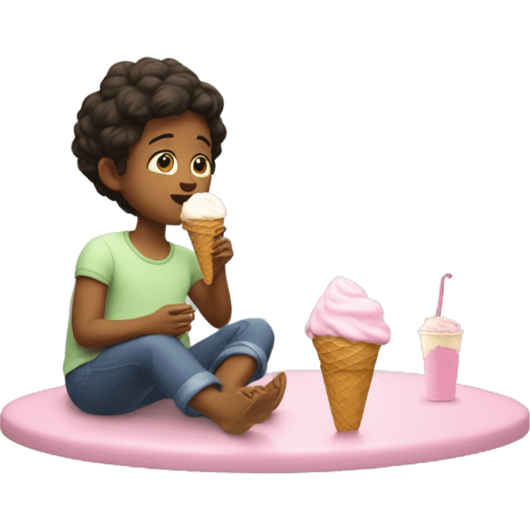 2 cata eating ice cream and watching tv emoji