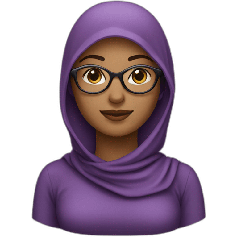 femme musulmane portant des habits mauve et des lunette noire emoji