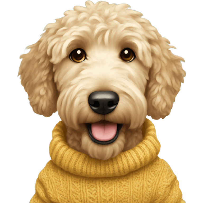 Golden doodle with a sweater emoji