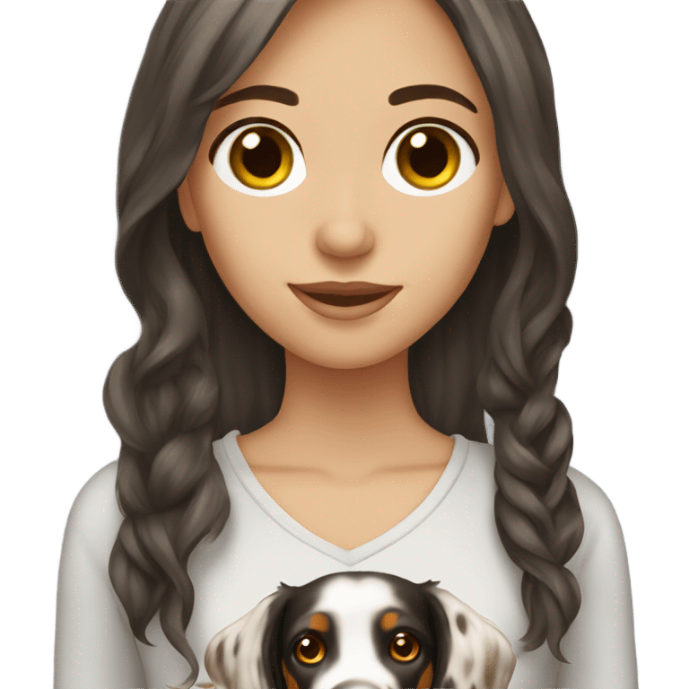 Pretty brunette with English setter emoji