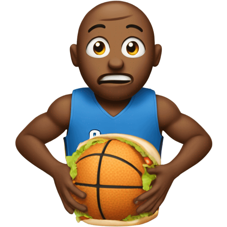 basketball eating a hamburger emoji