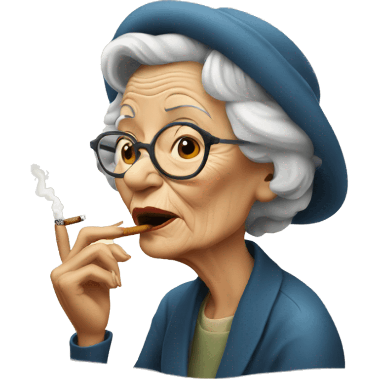 Old lady smoking cigarettes  emoji