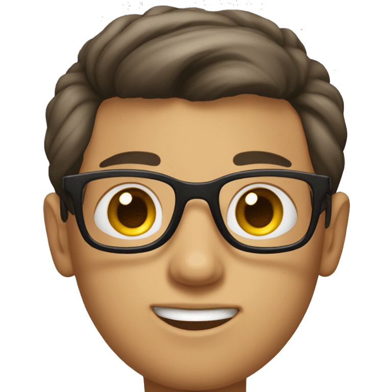 create teenage boy, with big eyes, slicked back hair and glasses emoji