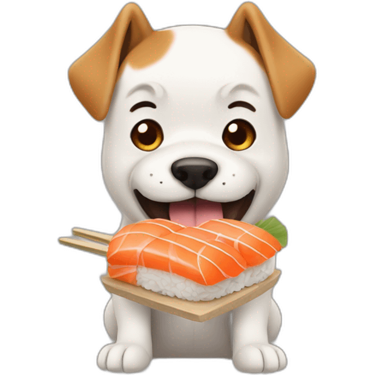 Dog eating sushi emoji