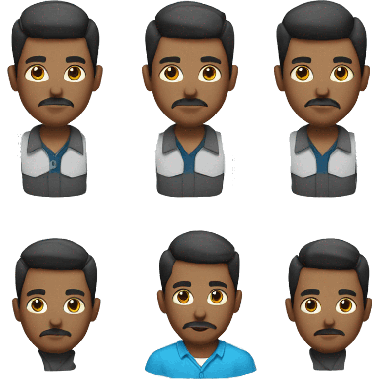 male navajo. darker skin black straight short hair. goatee and mustache. blue button up. emoji