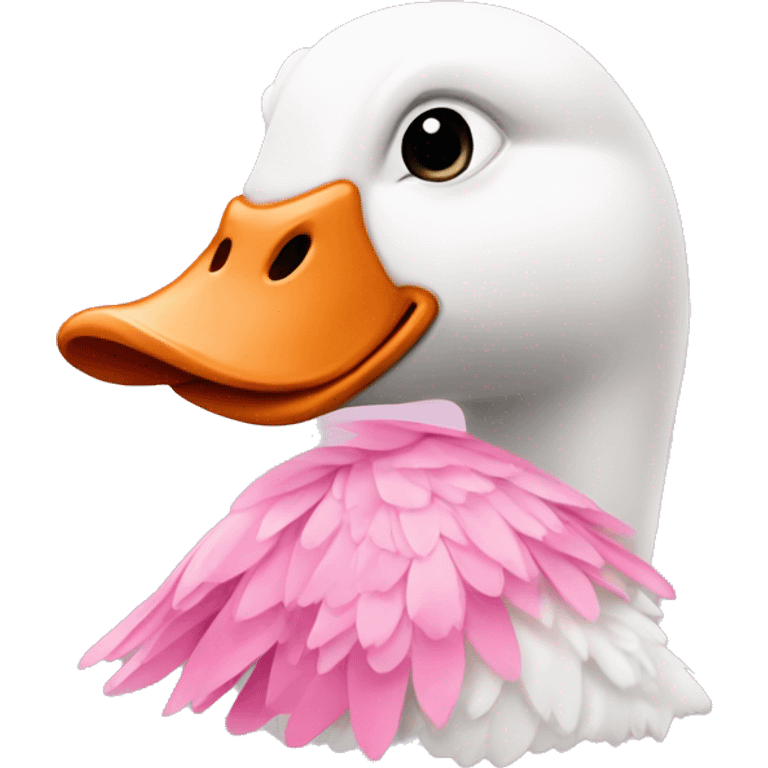 a goose with a pink flake emoji