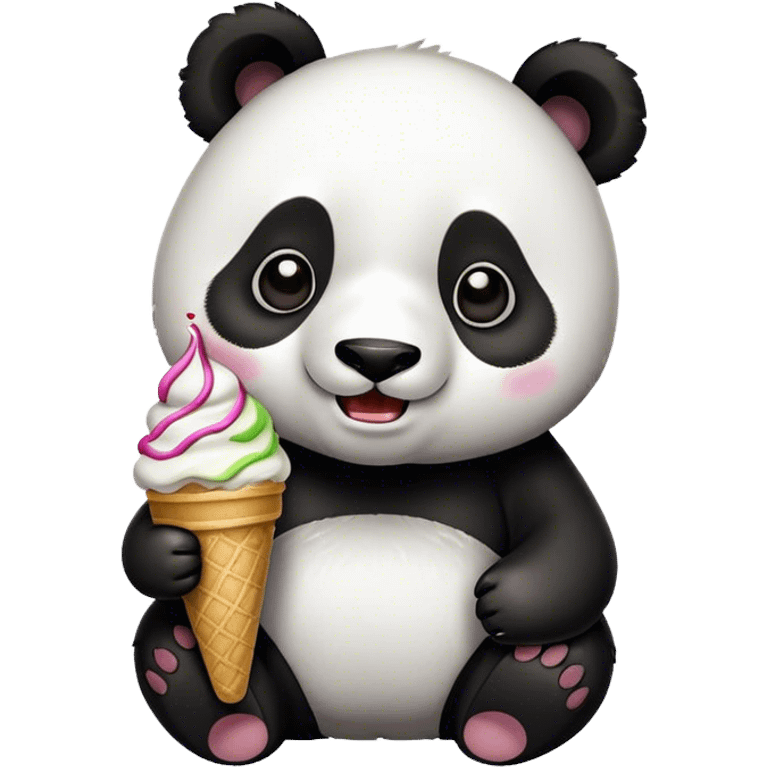 Panda eating ice cream emoji