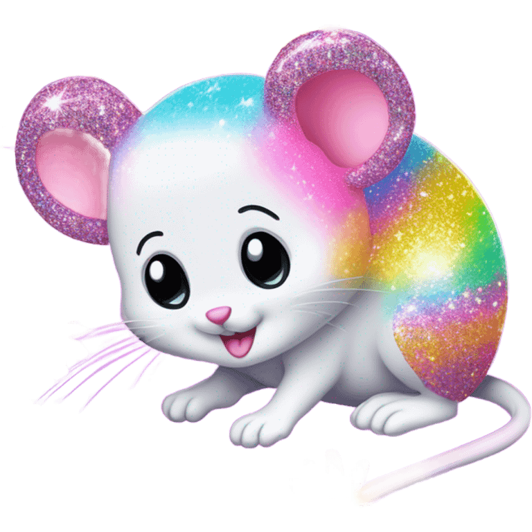 Lisa frank glitter mouse with daisy  emoji