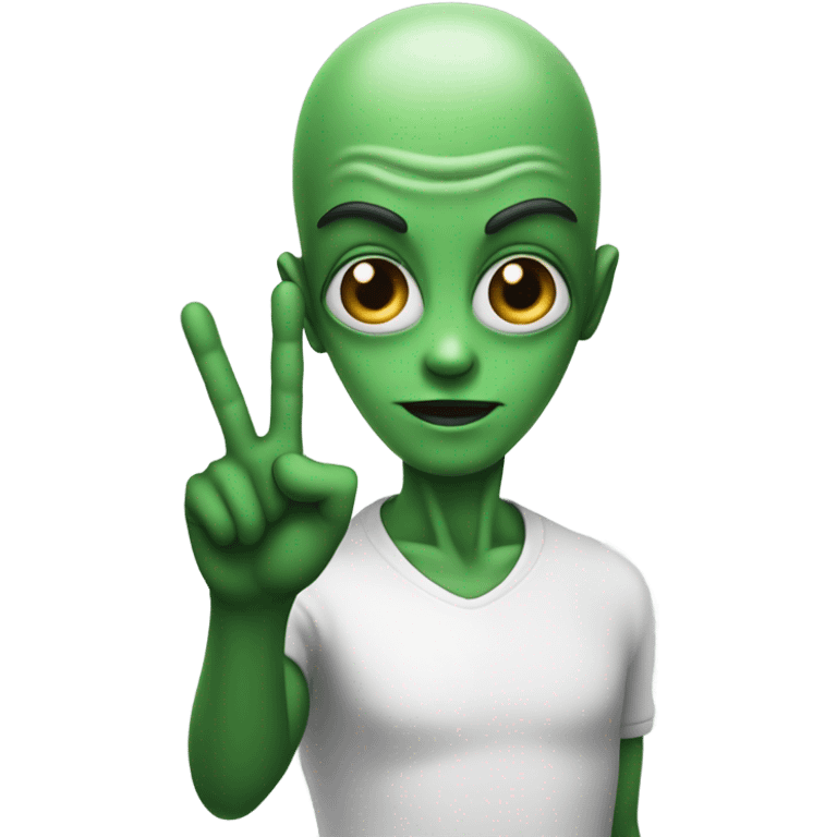 alien with peace sign emoji