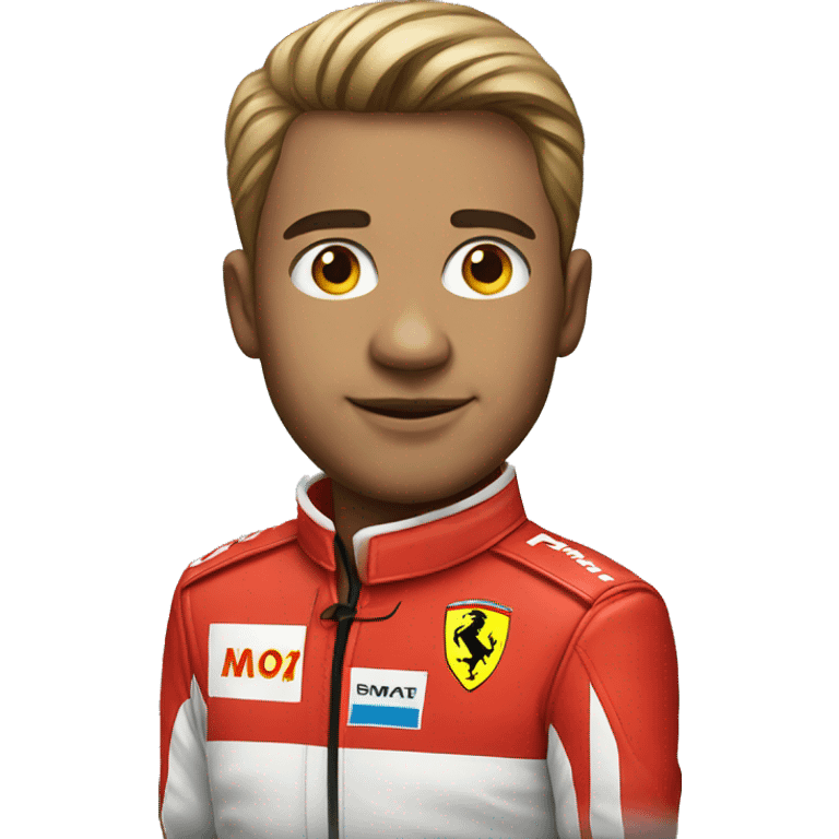 male portrait in ferrari race suit emoji