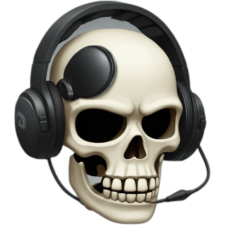 Military Skeleton mask with a long black mask underneath it and headset with a microphone emoji