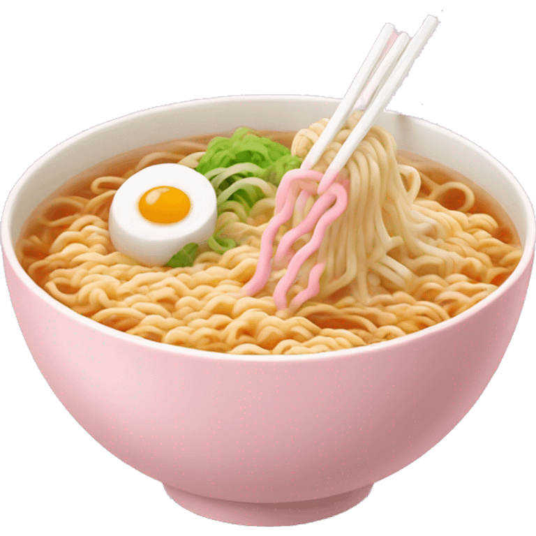 Ramen in a light pink bowl emoji