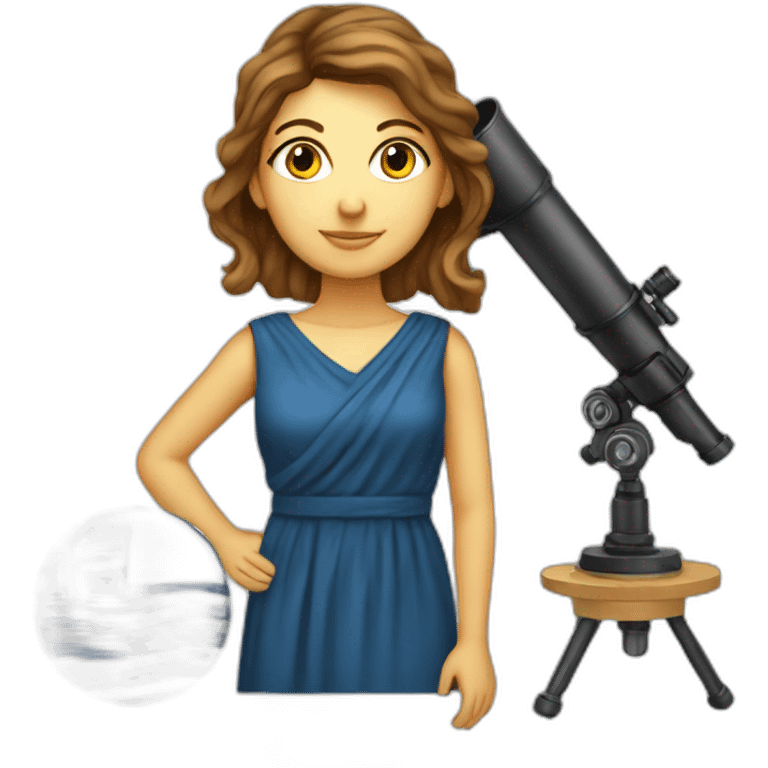 Woman with Greek flag and astronomy telescope emoji