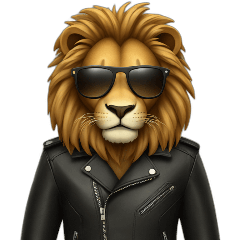 Lion, sunglasses, leather jacket emoji