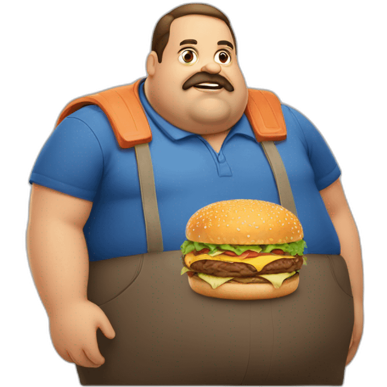 Big Fat man Portuguese with burger emoji