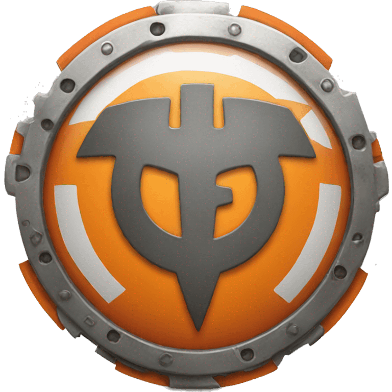 orange metal shield with mechanic symbol in the middle emoji