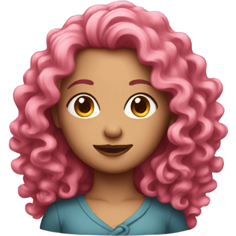 Lady with long curly pink hair  emoji