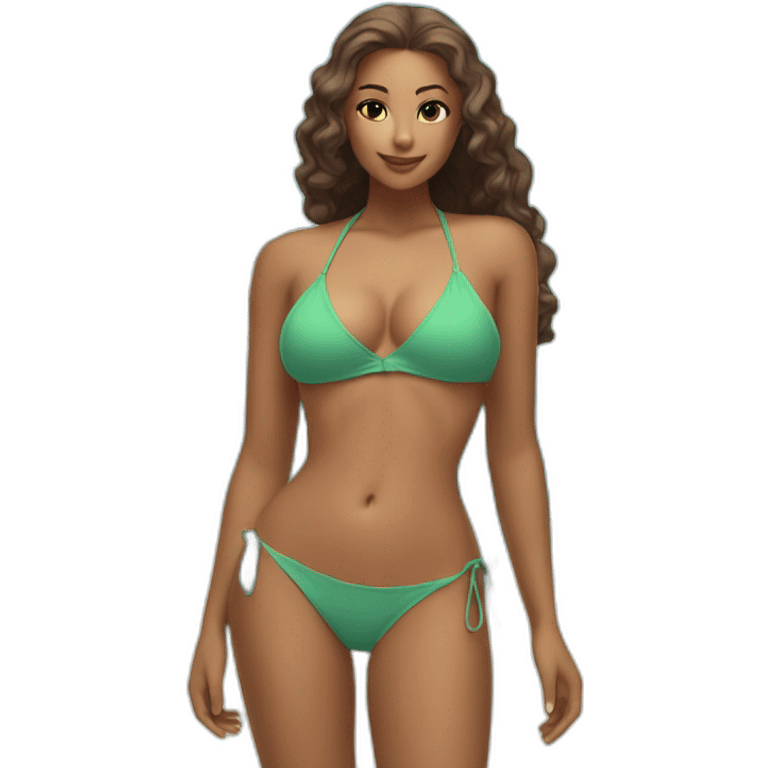 Slim-thicc Caucasian woman small bikini pose (beach body) emoji