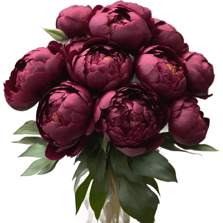 A vintage arrangement of dark red peonies with a deep burgundy bow
 emoji