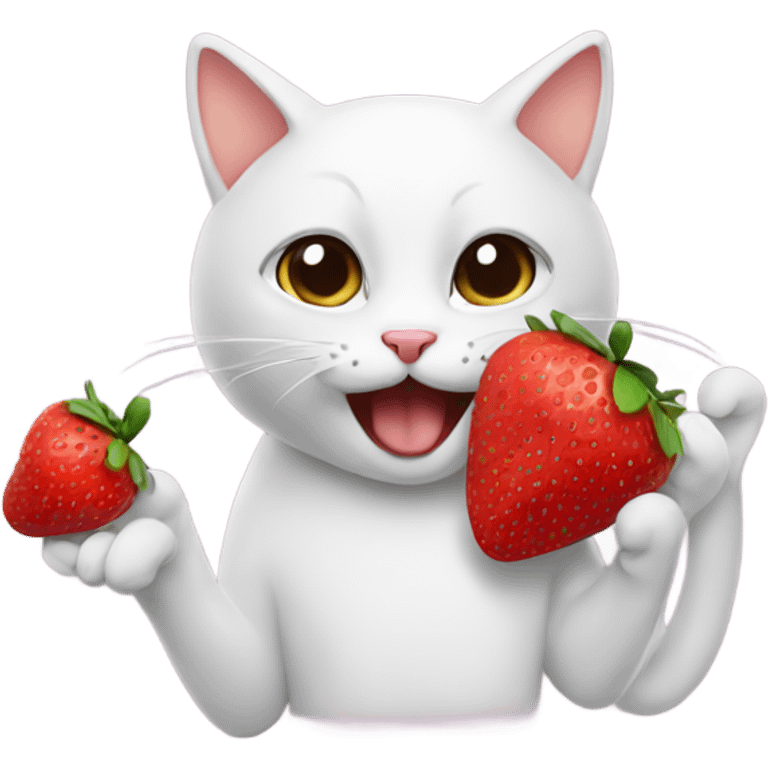 cat eating strawberries emoji