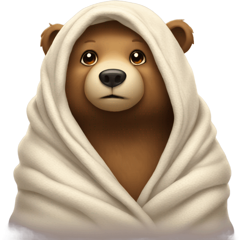 bear cozy in blanket emoji