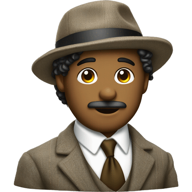 Gentleman wearing tweed suit with curly neck long hair poking out of a flat cap emoji