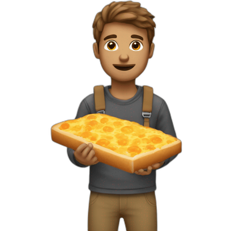 Guy with bread and cheese balls and gutter emoji