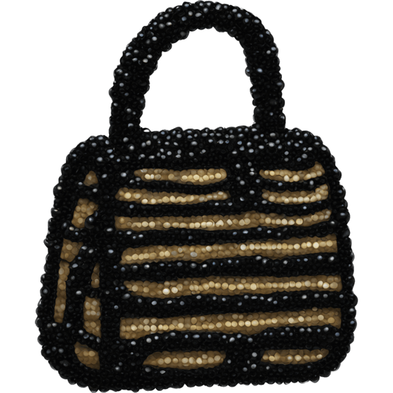 fancy black beaded baguette bag emoji