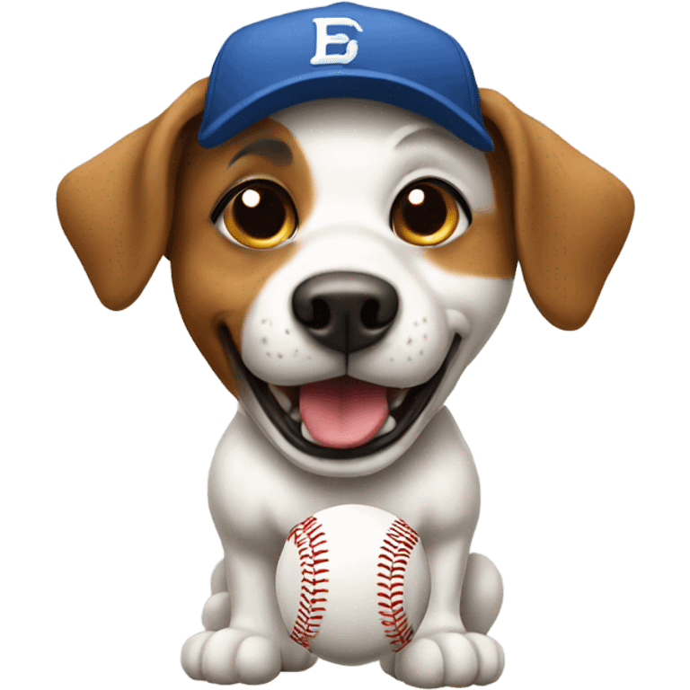 Dog playing g baseball  emoji