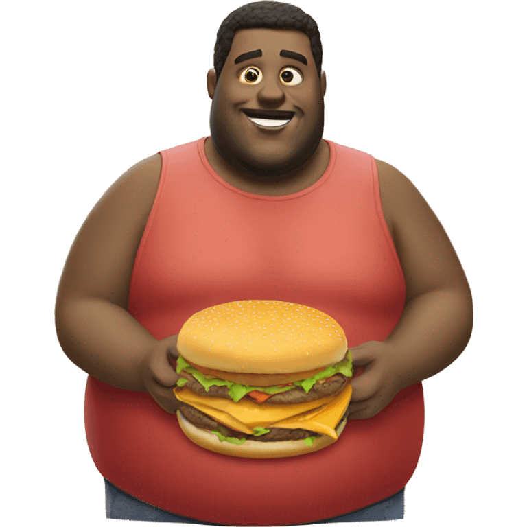 Fat guy eating cheese burger  emoji