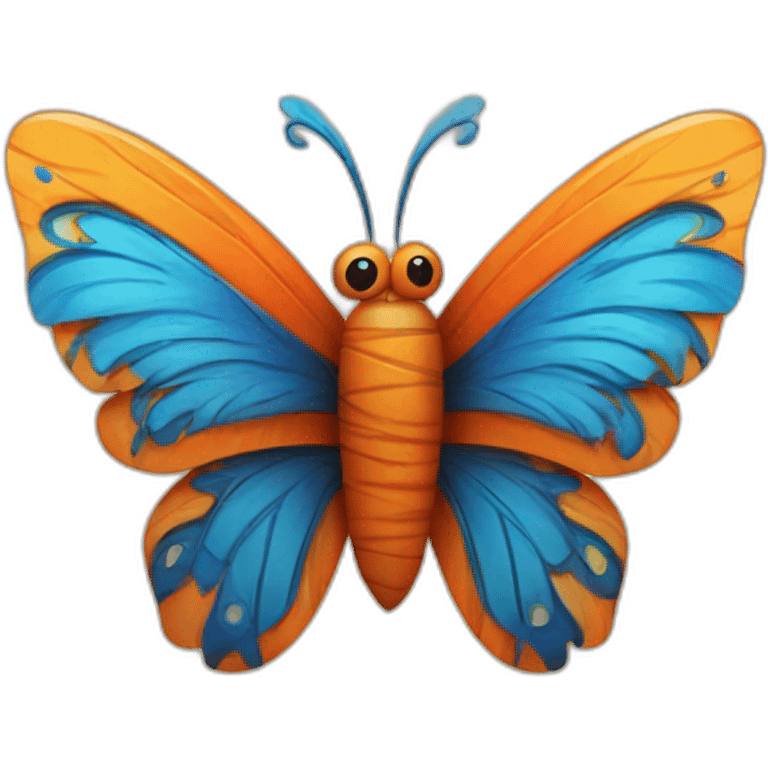 Tiki with colors blue and orange-butterfly-tornado-fun-love emoji