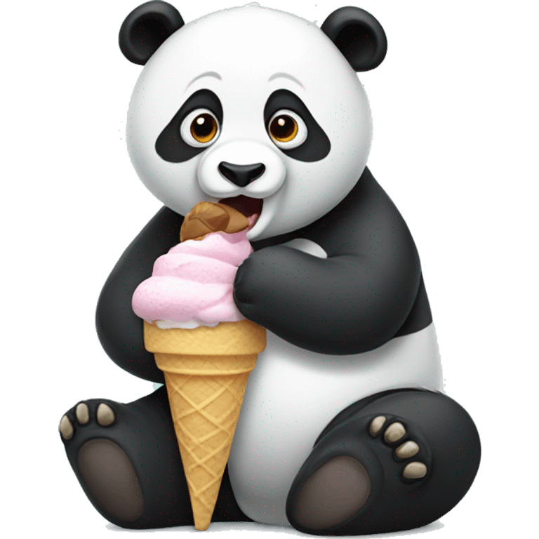 Panda eating ice cream emoji