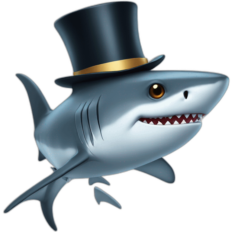 Shark with a top hat emoji