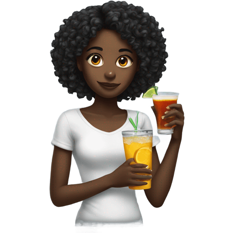 Black girl with drink emoji