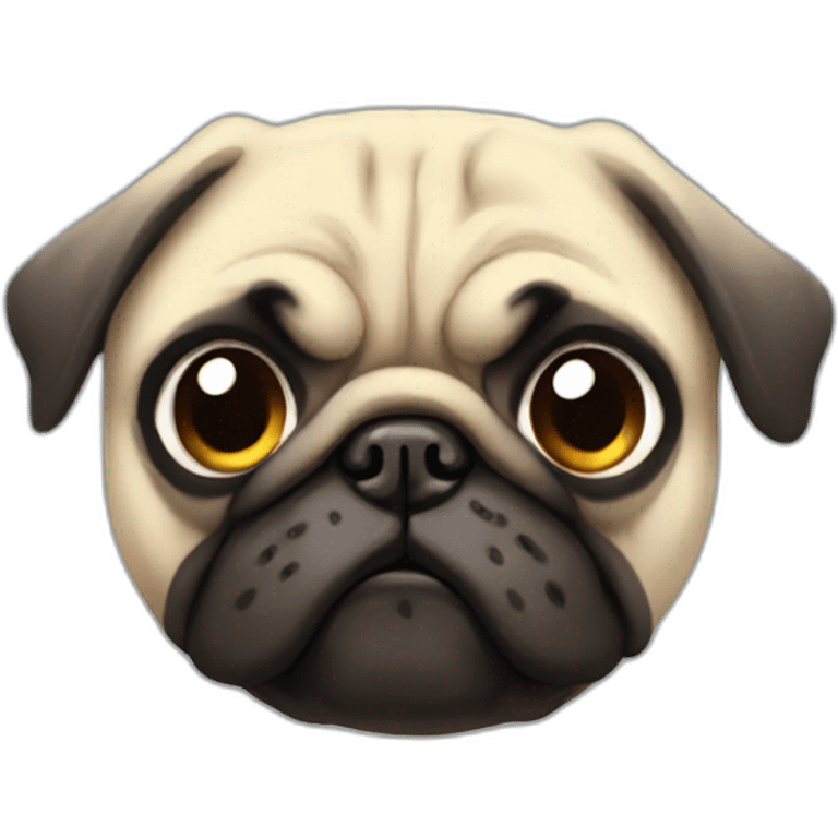 anime pug with an angry face emoji