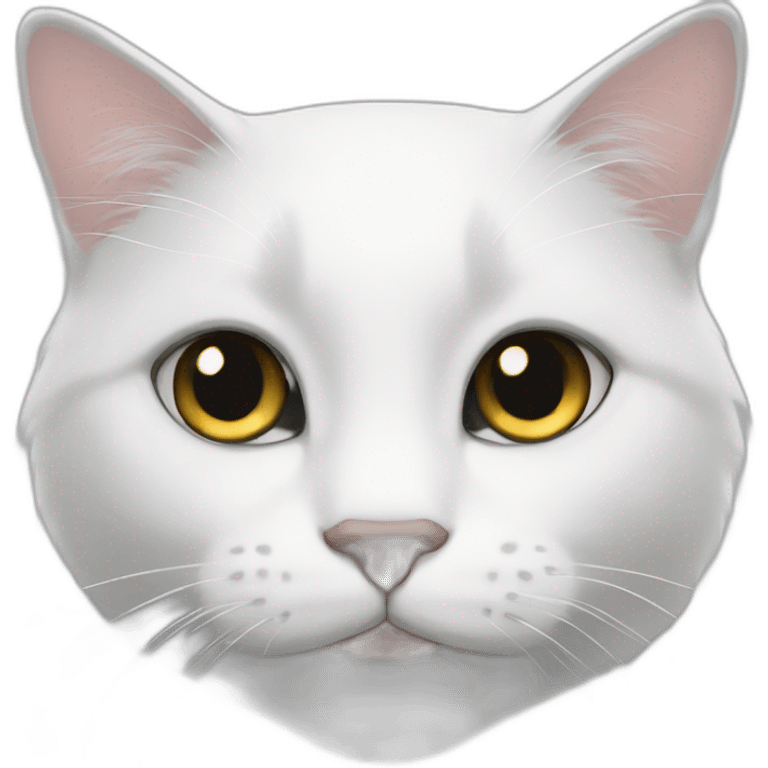 a white cat with black eyes emoji