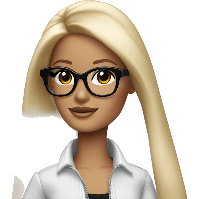 Blonde Barbie wearing sant black glasses  emoji