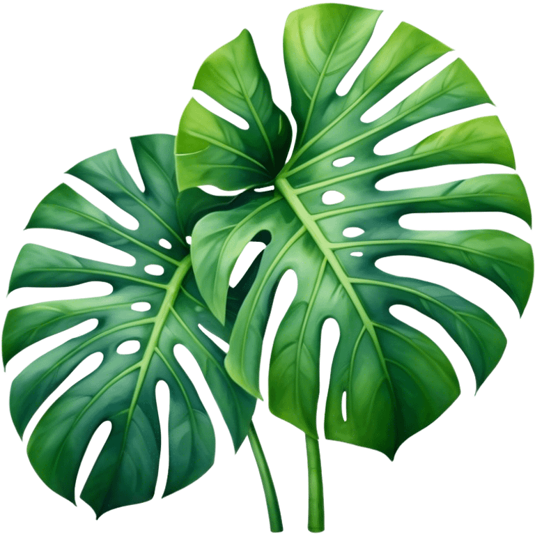 A lush monstera plant with large, split leaves, depicted in watercolor with realistic shading and texture.
 emoji