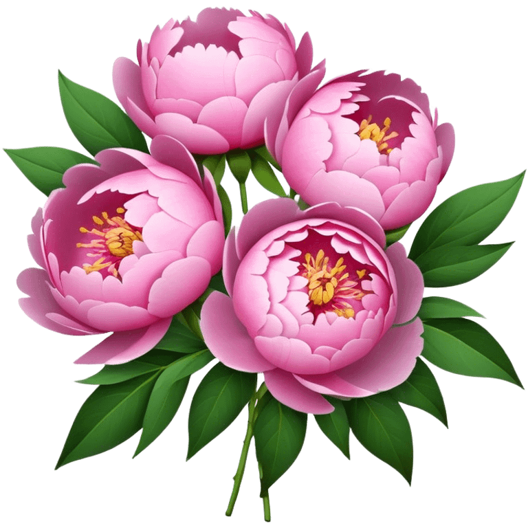 a bouquet of peonies in a paper emoji