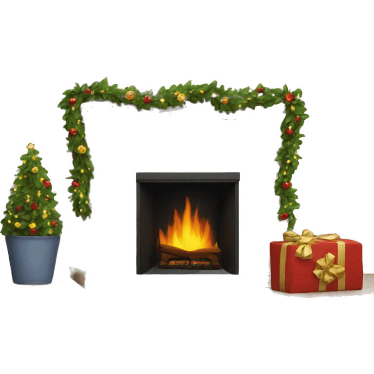 fireplace with garland over it  emoji