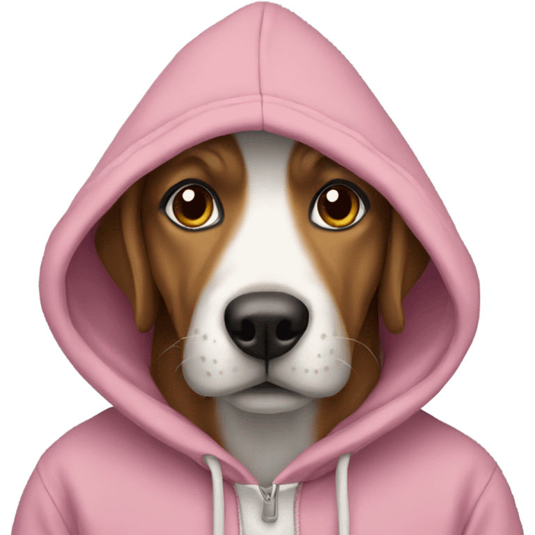 A hoodie wearing a dog emoji