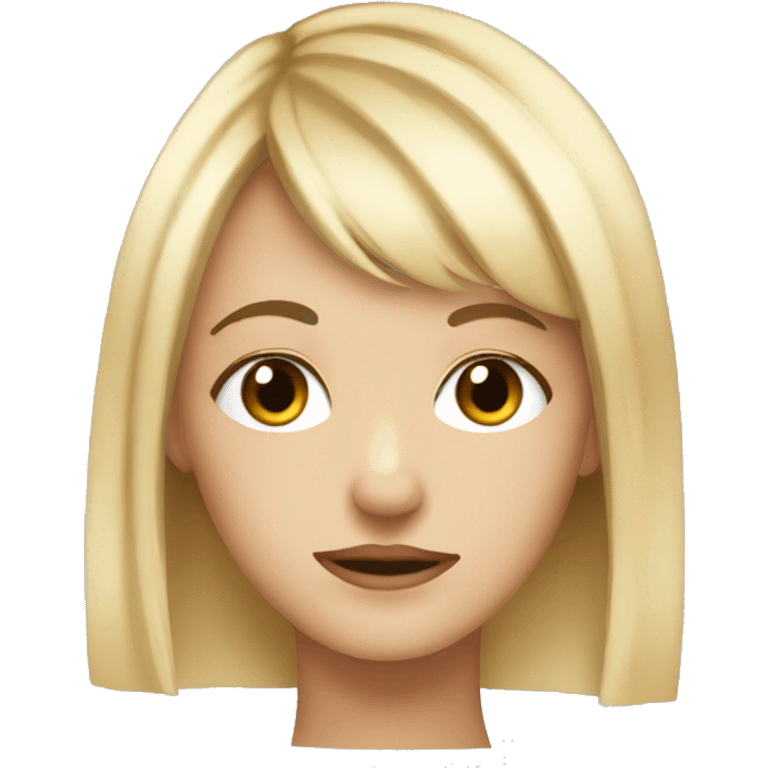 blonde girl with bangs at the side of her face and make her pretty emoji