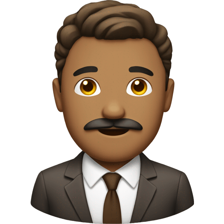 a man in a brown suit with a mustache and an undercut hairstyle emoji