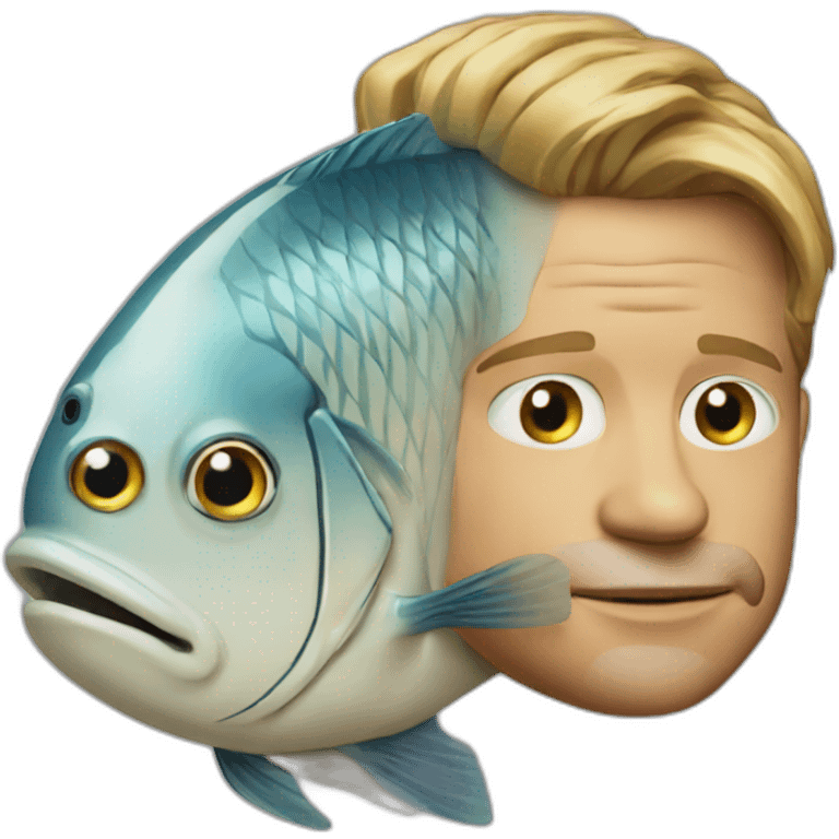 A fish with Brad Pitt face emoji