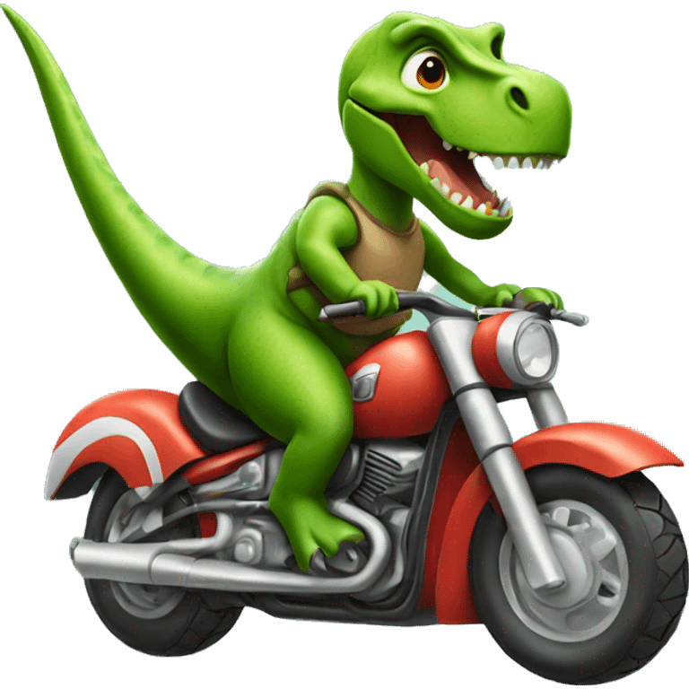 Dinosaur riding motorcycle emoji