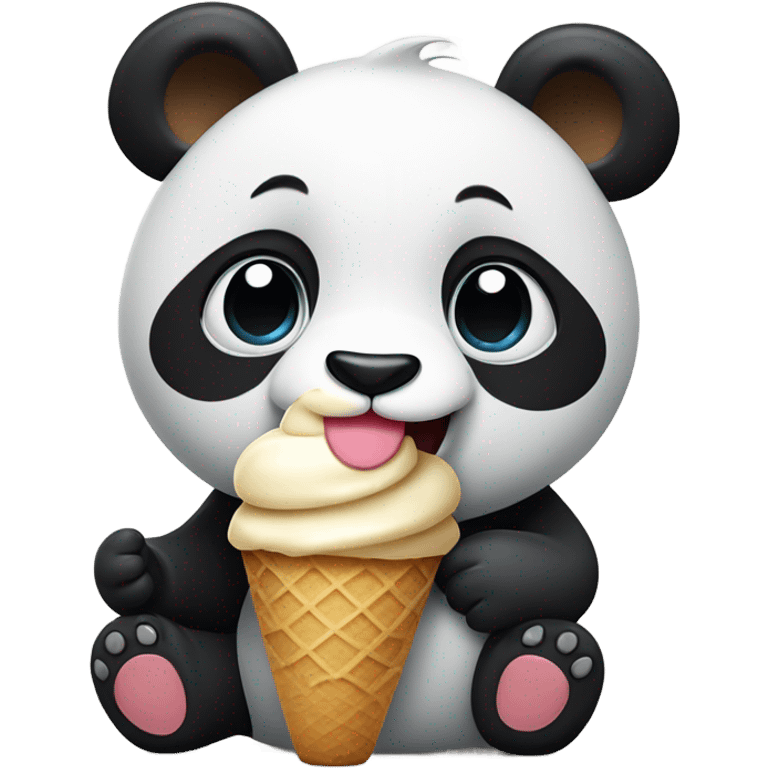 Panda eating ice cream emoji