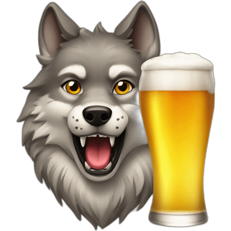 Wolf with a beer  emoji