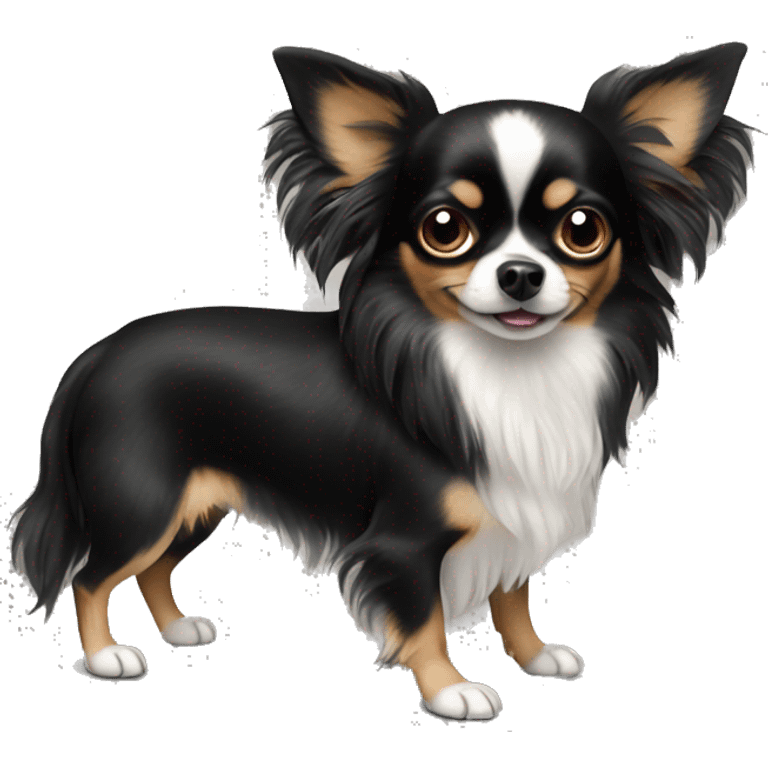 Black long haired chihuahua dog emoji