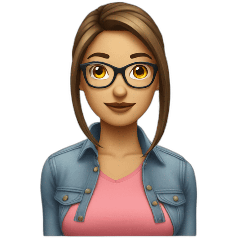 femme avec cheveux lisses peau mate possèdent des lunettes  emoji