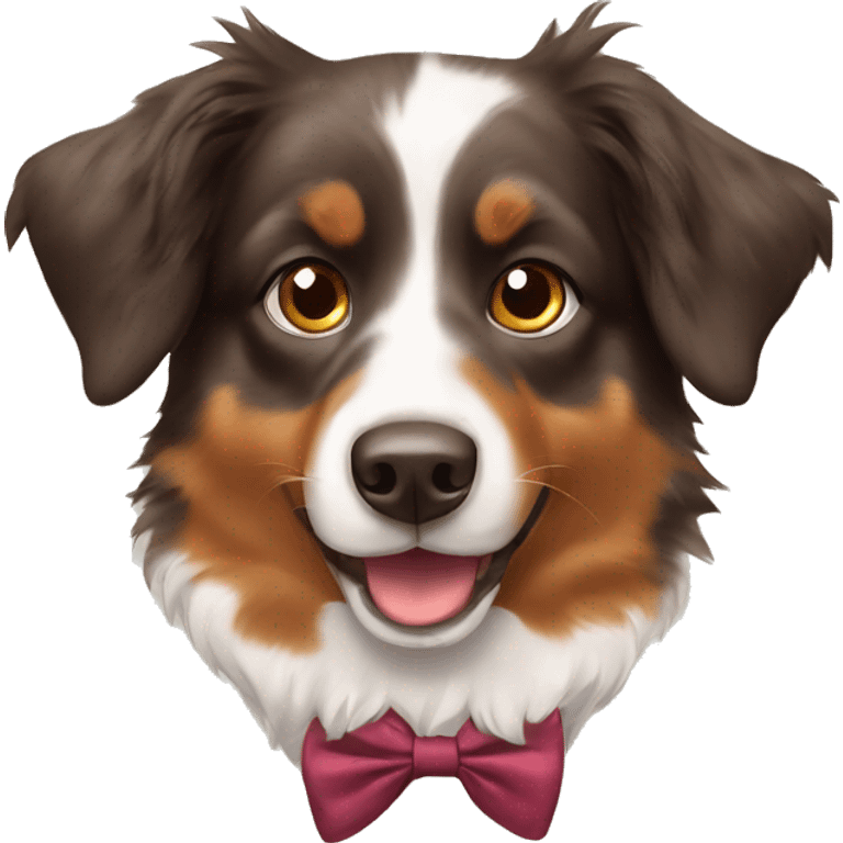 Brown Australian shepherd with a bow tie  emoji